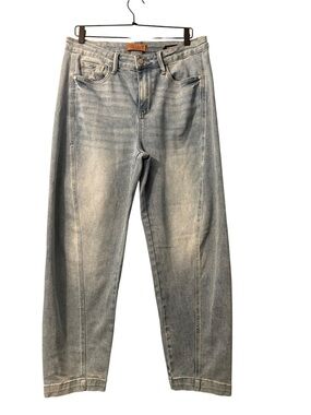 Judy Blue Barrel Jeans Light Wash Denim High Waisted Side Panal Size 13 (31)